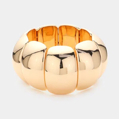 Fashnzfab Chunky Metal Dome Stretch Bracelet In Gold