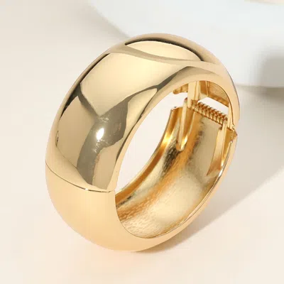 Fashnzfab Wide Dome Metal Hinged Bangle Bracelet In Gold