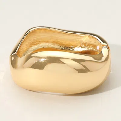 Fashnzfab Chunky Metal Hinged Bangle Bracelet In Gold