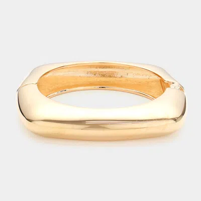 Fashnzfab Chunky Metal Hinged Bangle Bracelet Gold