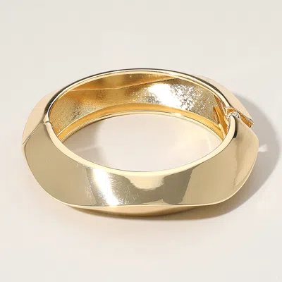 Fashnzfab Chunky Metal Hinged Bangle Bracelet In Gold
