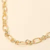 Fashnzfab Chunky Metal Linked Chain Necklace - Gold In Gold