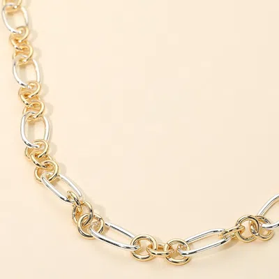 Fashnzfab Chunky Metal Linked Chain Necklace - Multi, Two Tone