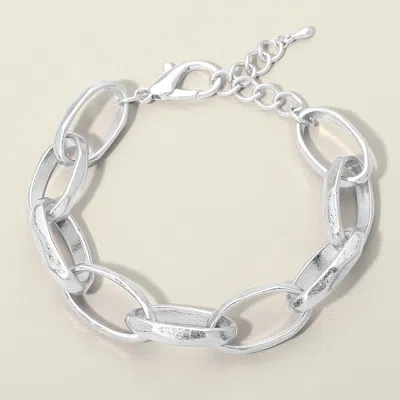 Fashnzfab Chunky Metal Oval Link Bracelet In Silver