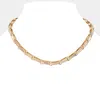 Fashnzfab Chunky Metal Paperclip Chain Necklace In Gold