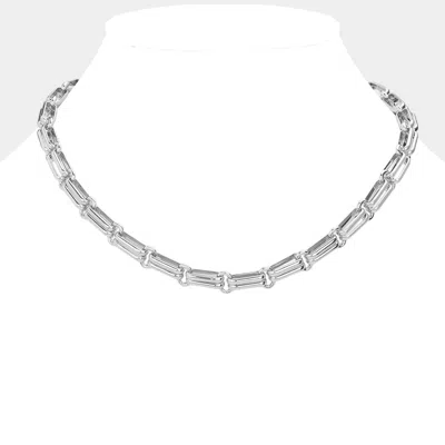 Fashnzfab Chunky Metal Paperclip Chain Necklace In Metallic