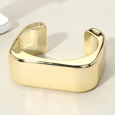 Fashnzfab Chunky Metal Square Cuff Bracelet Gold