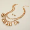 Fashnzfab Chunky Metal Teardrop Ball Layered Statement Necklace - Gold In Gold