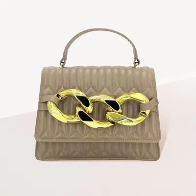 Fashnzfab Chunky Metal Trim Accented Faux Leather Top Handle Crossbody Bag In Green
