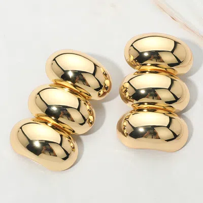 Fashnzfab Chunky Metal Triple Pebbled Link Drop Earrings In Gold