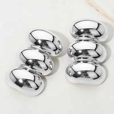 Fashnzfab Chunky Metal Triple Pebbled Link Drop Earrings In Metallic