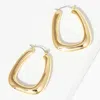 Fashnzfab Chunky Metal Tube Pin Catch Hoop Earrings - Gold In Gold