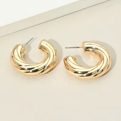 Fashnzfab Chunky Metal Twisted Hoop Earrings - Gold