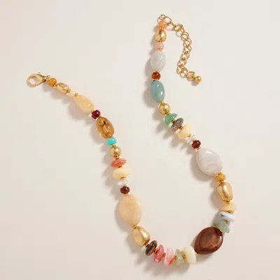 Fashnzfab Chunky Mixed Resin Pebble Beaded Necklace In Multi