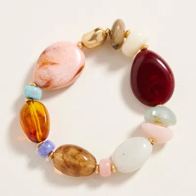 Fashnzfab Chunky Mixed Resin Pebble Beaded Stretch Bracelet In Multi