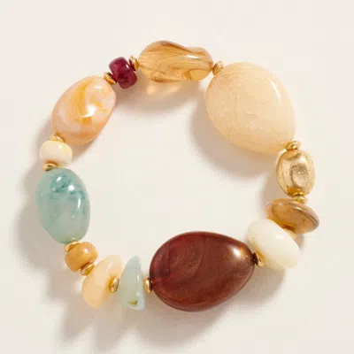 Fashnzfab Chunky Mixed Resin Pebble Beaded Stretch Bracelet In Multi