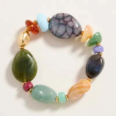 Fashnzfab Chunky Mixed Resin Pebble Beaded Stretch Bracelet In Multi