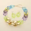 Fashnzfab Chunky Mixed Texture Link Statement Necklace In Multi
