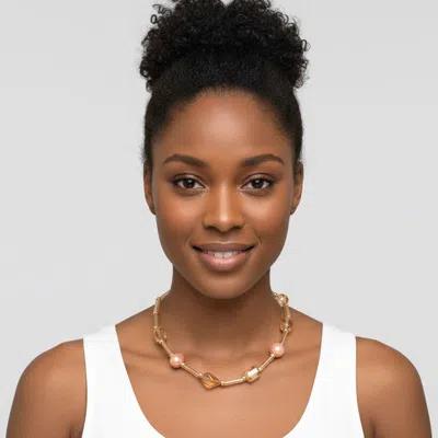 Fashnzfab Chunky Multi Beaded Necklace - Neutral In Sand