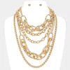 Fashnzfab Chunky Multi Layered Statement Necklace In Gold