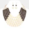 Fashnzfab Chunky Multi Strand Pearl Bib Necklace In Gold