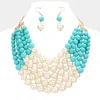 Fashnzfab Chunky Multi Strand Pearl Bib Necklace In Gold