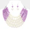 Fashnzfab Chunky Multi Strand Pearl Bib Necklace In White
