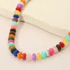 Fashnzfab Chunky Multicolor Resin Flat Disc Beaded Necklace In Multi