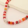 Fashnzfab Chunky Multicolor Resin Flat Disc Beaded Necklace In Red