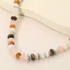 Fashnzfab Chunky Multicolor Resin Flat Disc Beaded Necklace In Sand