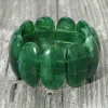Fashnzfab Chunky Oval Resin Panel Beaded Stretch Bracelet 1.5" H In Green