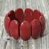 Fashnzfab Chunky Oval Resin Panel Beaded Stretch Bracelet 1.5" H In Pink