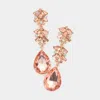 Fashnzfab Chunky Pear Crystal Floral Evening Drop Earrings In Pink