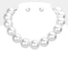 Fashnzfab Chunky Pearl Ball Necklace - Rhodium, White In Metallic
