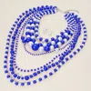 Fashnzfab Chunky Pearl Beaded Multi Layered Statement Necklace In Blue