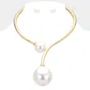 Fashnzfab Chunky Pearl Collar Choker Necklace In Gold
