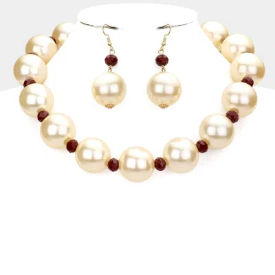 Fashnzfab Chunky Pearl Necklace In Gold