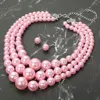 Fashnzfab Chunky Pearl Triple Layered Strand Necklace In Multi