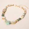 Fashnzfab Chunky Pebble Beaded Paperclip Chain Necklace In Multi