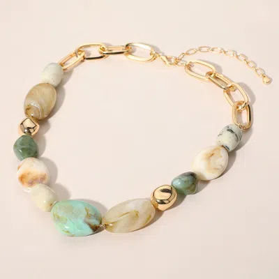 Fashnzfab Chunky Pebble Beaded Paperclip Chain Necklace In Multi