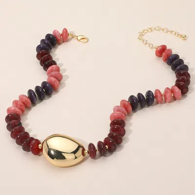 Fashnzfab Chunky Pebble Resin Beaded Statement Necklace In Multi