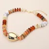Fashnzfab Chunky Pebble Resin Beaded Statement Necklace In Multi