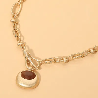 Fashnzfab Chunky Pendant Accent Toggle Necklace In Multi