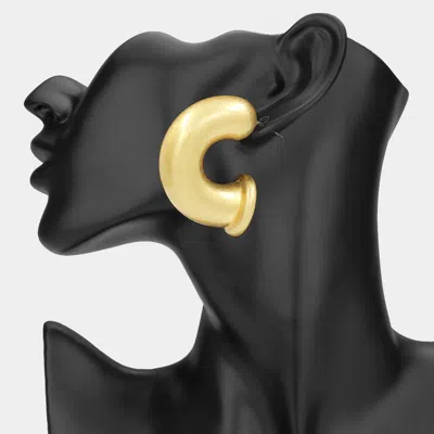 Fashnzfab Chunky Puffy Metal Hoop Earrings In Gold