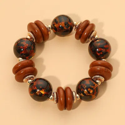 Fashnzfab Chunky Resin Ball Disc Beaded Stretch Bracelet In Black