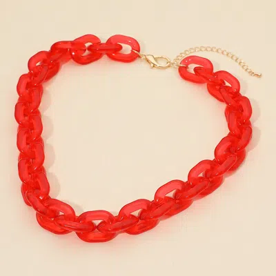 Fashnzfab Chunky Resin Chain Link Statement Necklace - Coral In Pink