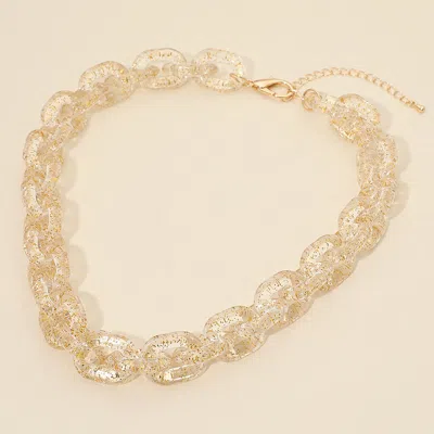 Fashnzfab Chunky Resin Chain Link Statement Necklace - Gold