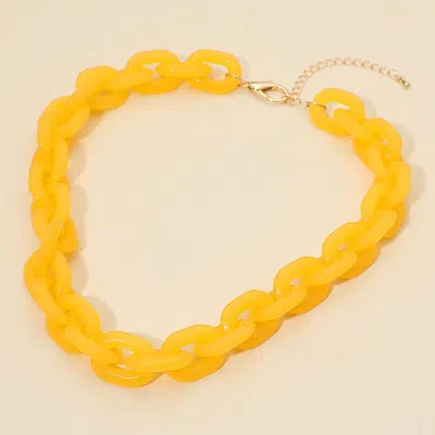 Fashnzfab Chunky Resin Chain Link Statement Necklace - Yellow In Gold