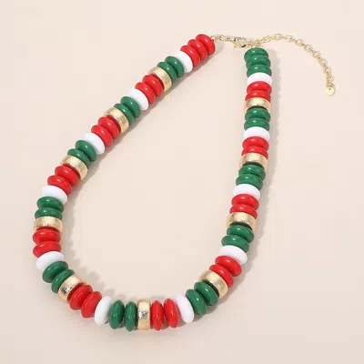Fashnzfab Chunky Resin Disc Beaded Necklace 17" + 3" L In Multi