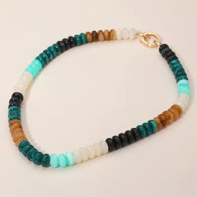 Fashnzfab Chunky Resin Disc Beaded Necklace In Blue